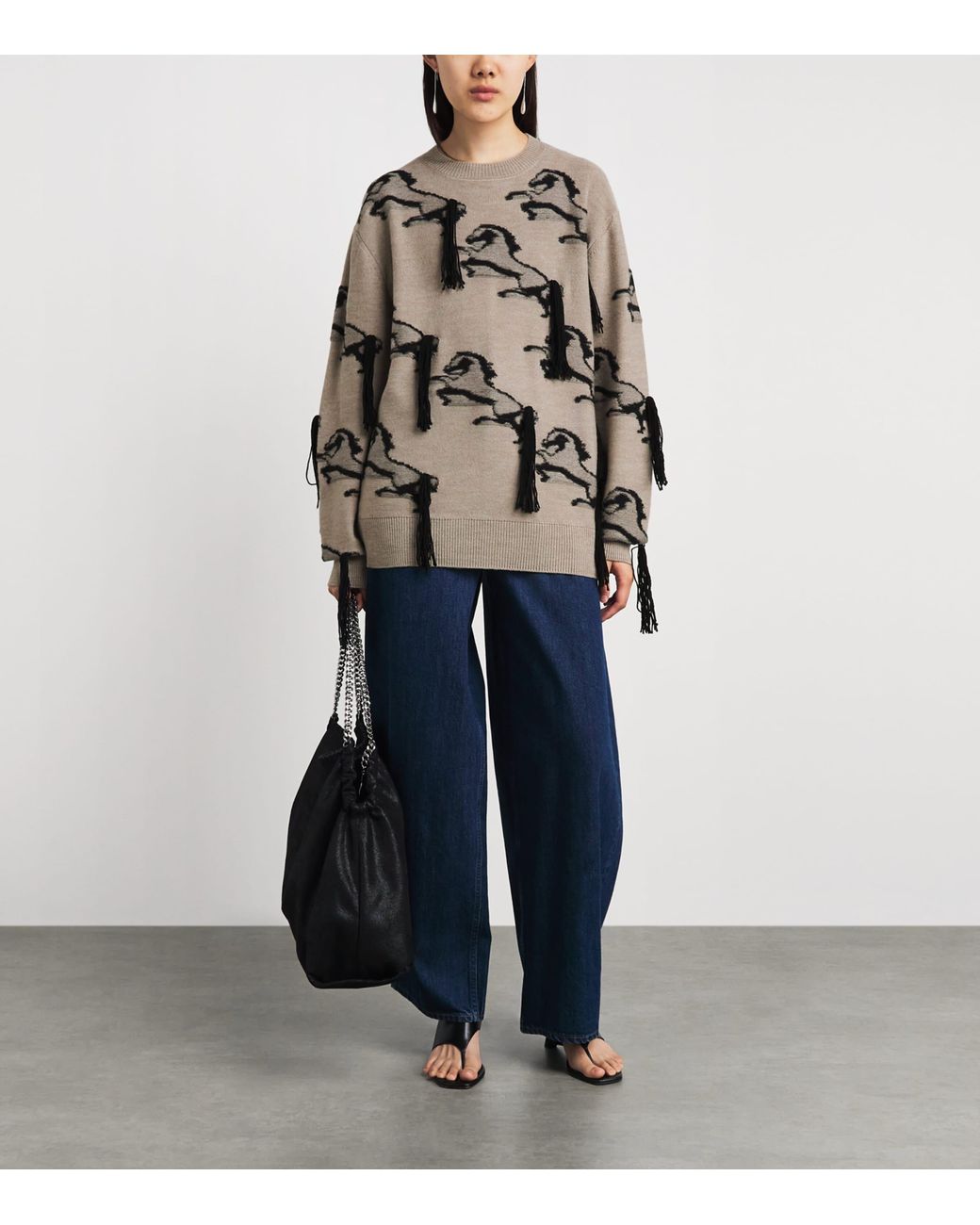 Stella McCartney Natural Virgin Wool Embroidered Horse Sweater