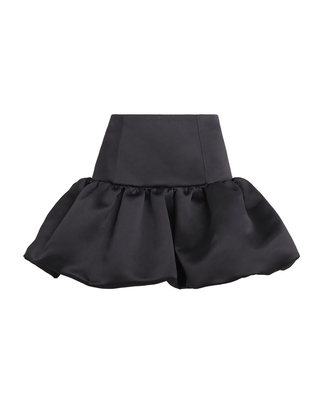 Ganni Black Satin Bubble Mini Skirt