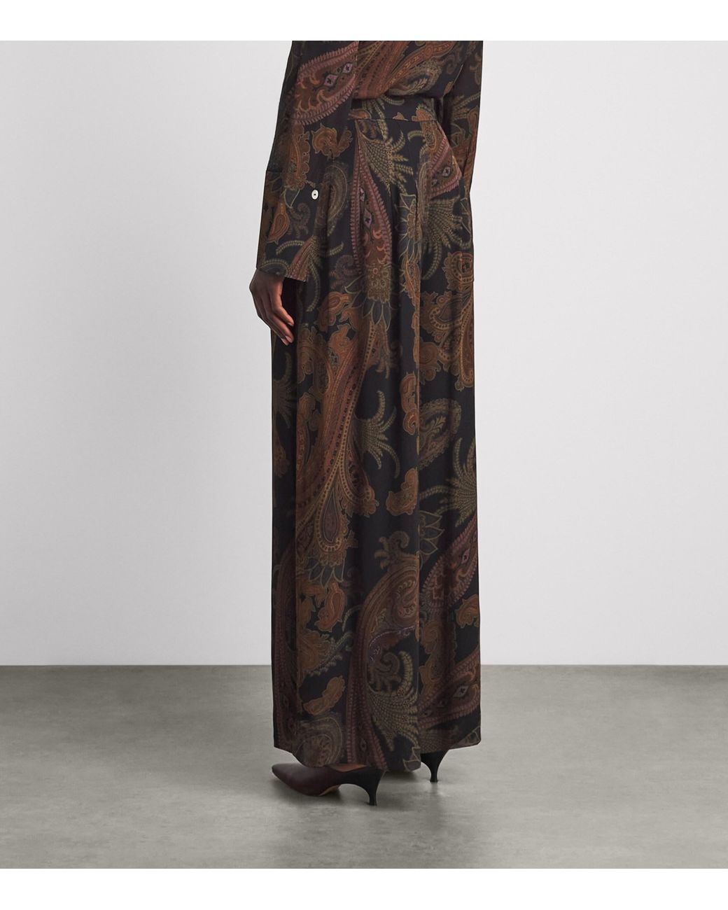 PAIGE Brown Georgette Paisley Carina Trousers