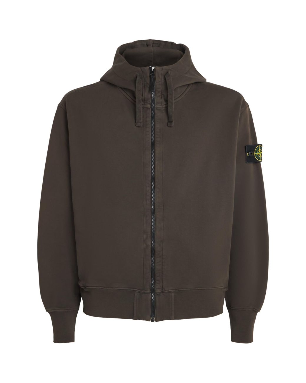 Stone Island Gray Cotton Compass Patch Hoodie for men
