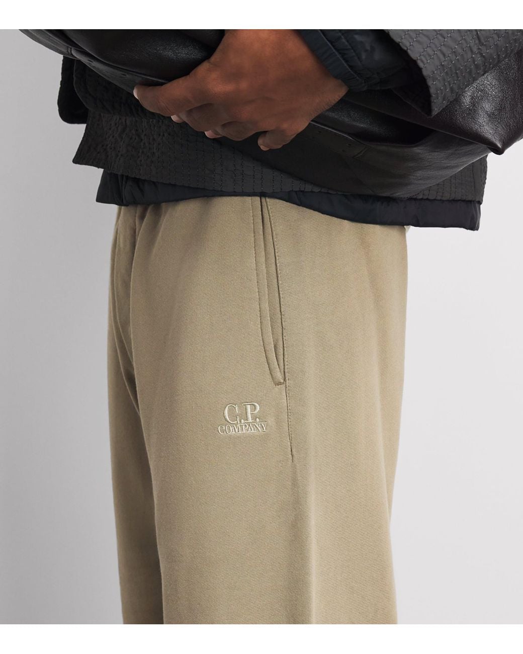 C P Company Natural Cotton Diagonal Raised Fleece Sweatpants for men