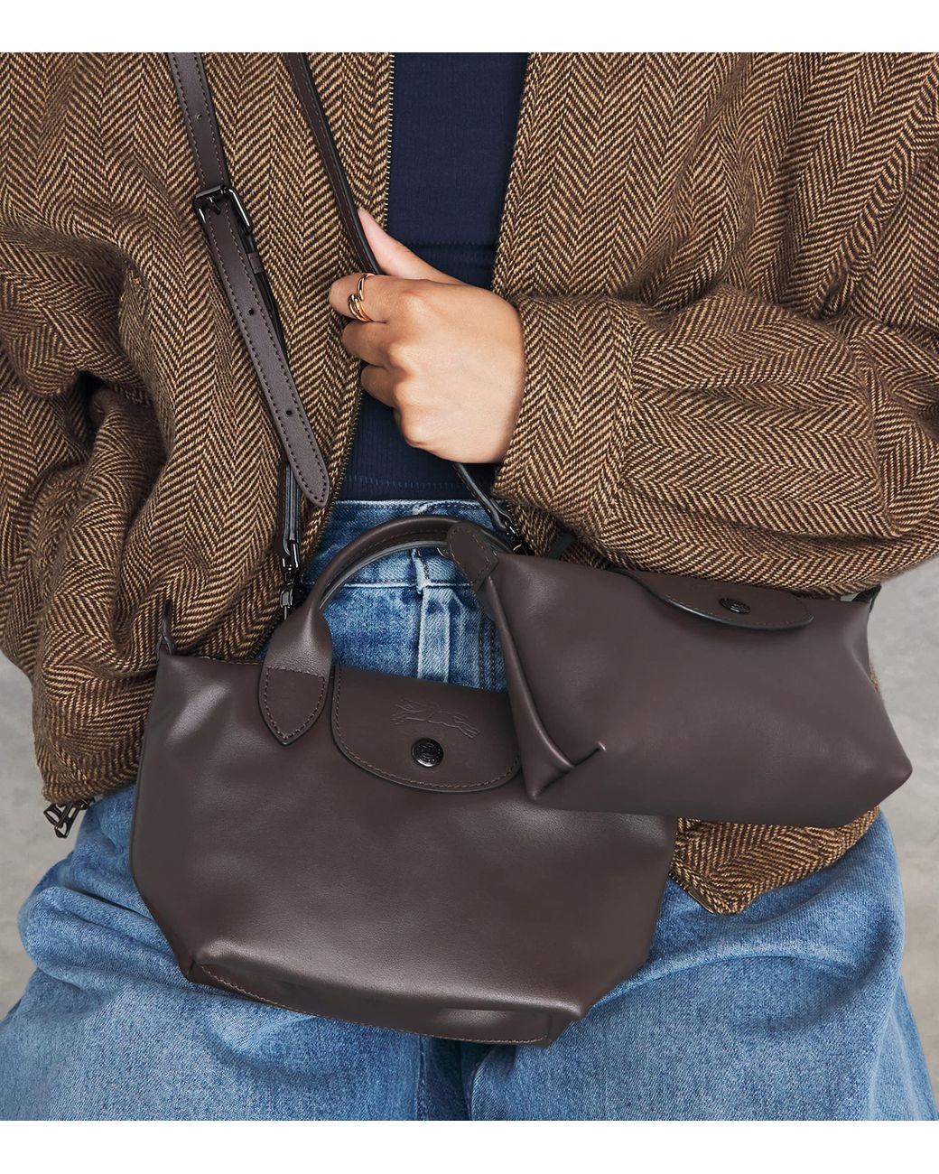 Longchamp Brown Extra-Small Leather Le Pliage Xtra Pouch