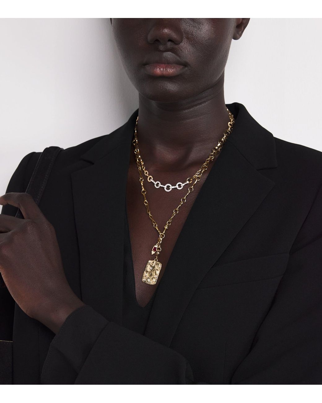 Azlee Metallic Large Motif Chain Necklace