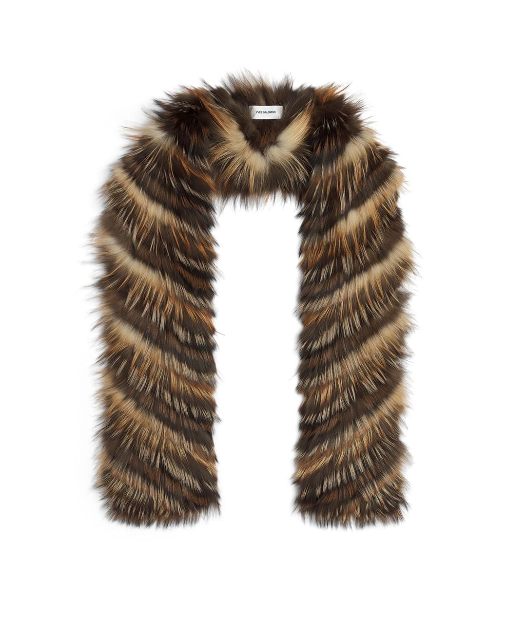 Yves Salomon Natural Fox Fur Striped Scarf