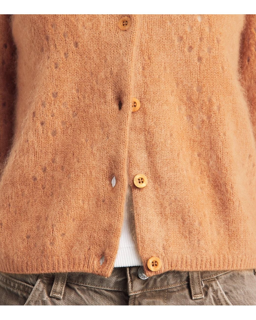 FRAME Brown Wool-Cashmere Airy Teddy Cardigan