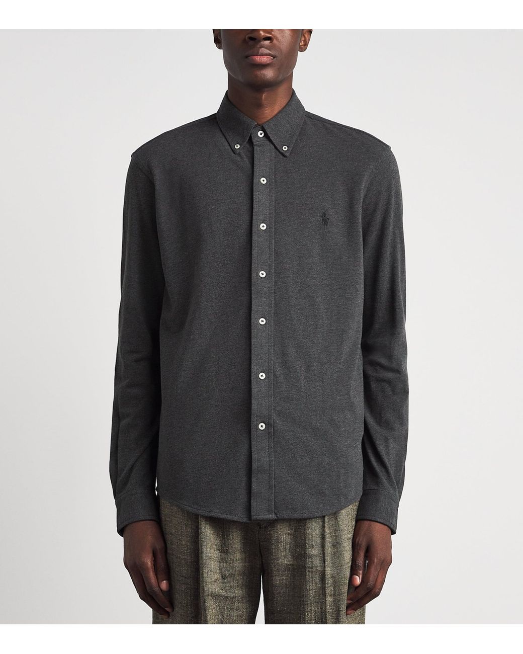 Polo Ralph Lauren Gray Cotton Mesh Shirt for men