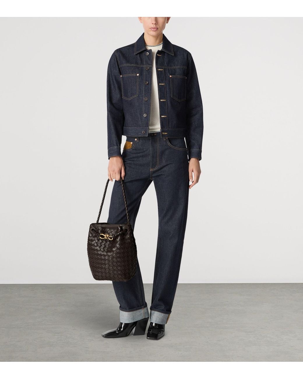 Bottega Veneta Black Small Leather Andiamo Bucket Bag