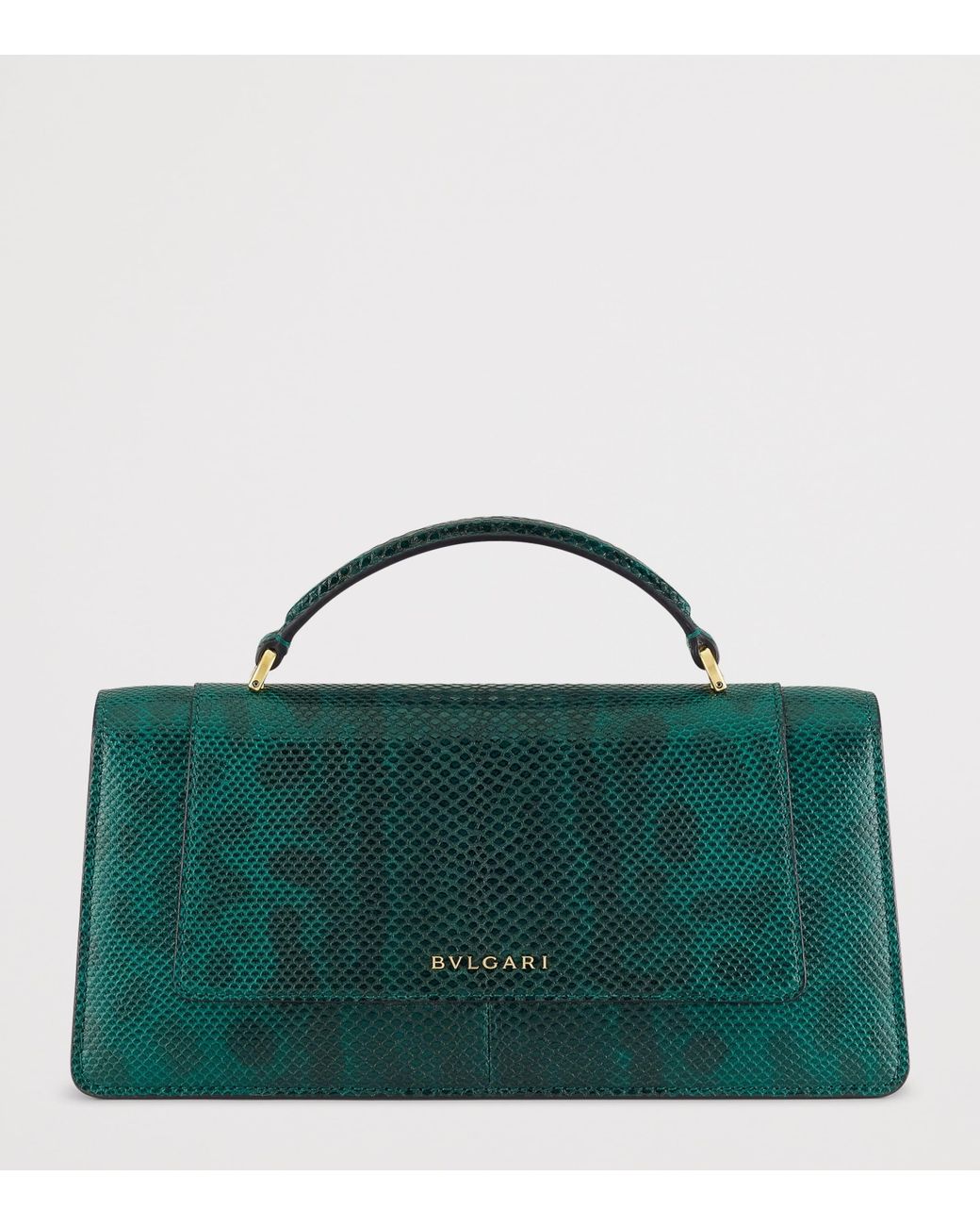 BVLGARI Green Karung Leather Serpenti Forever Top-Handle Bag