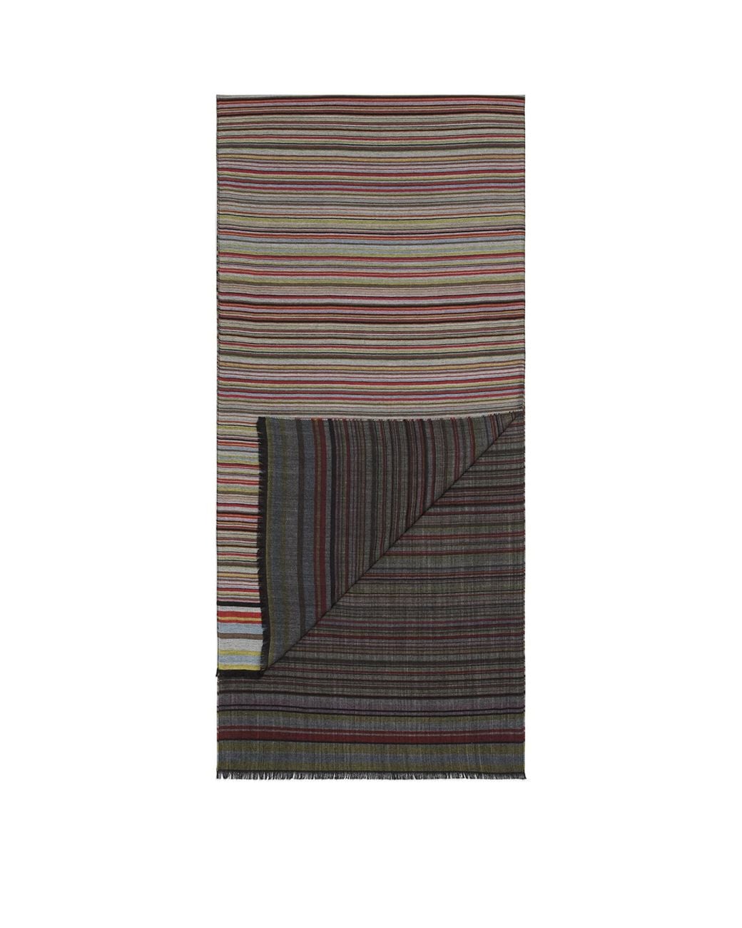 Paul Smith Brown Wool-Silk Signature Stripe Scarf for men