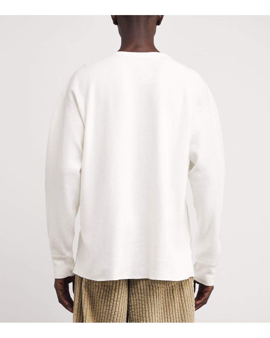 Kapital White Cotton Waffle-Knit Embroidered T-Shirt for men