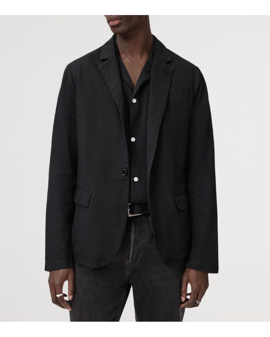 AllSaints Black Organic Cotton Hanbury Blazer for men