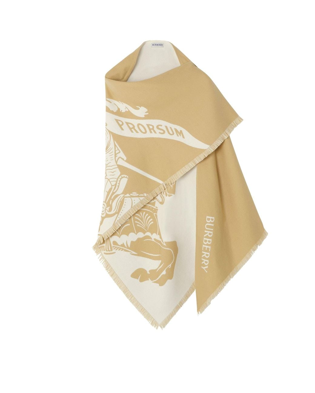 Burberry Metallic Wool-Silk-Cashmere Equestrian Knight Design Cape