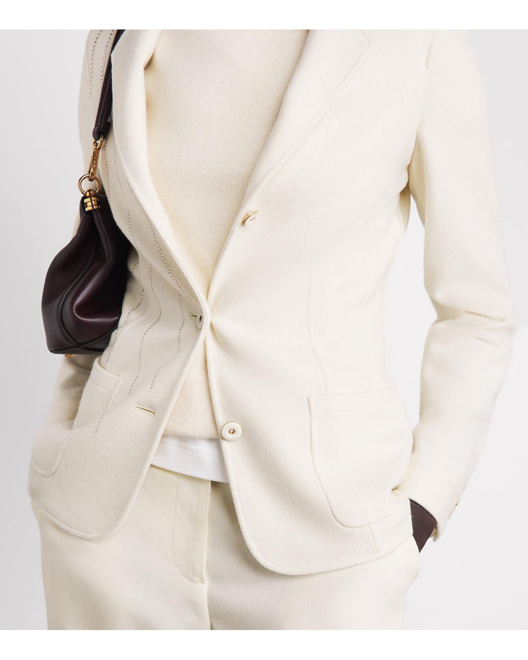 Colombo White Cashmere-Silk Embellished Blazer