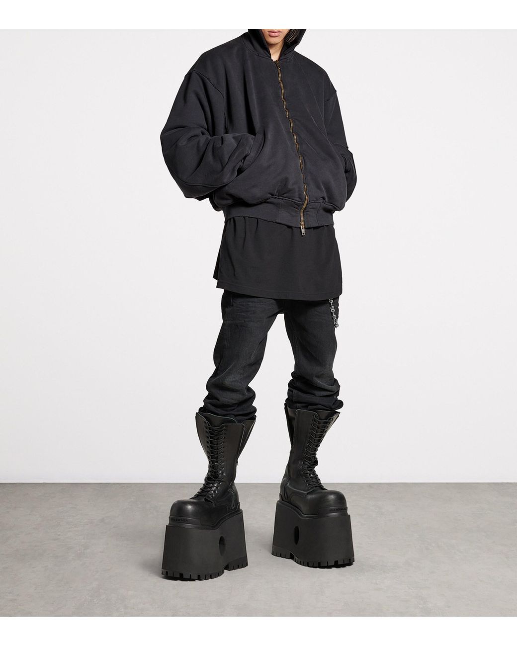 Balenciaga Blue Cotton Hooded Bomber Jacket for men