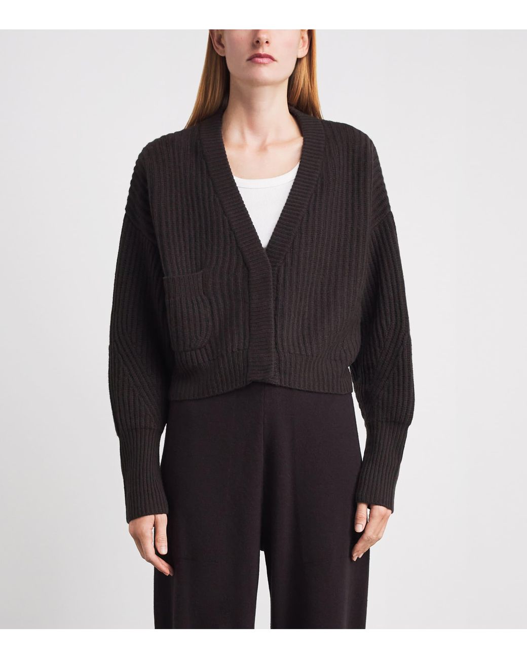 LeKasha Black Organic Cashmere Cropped Cardigan