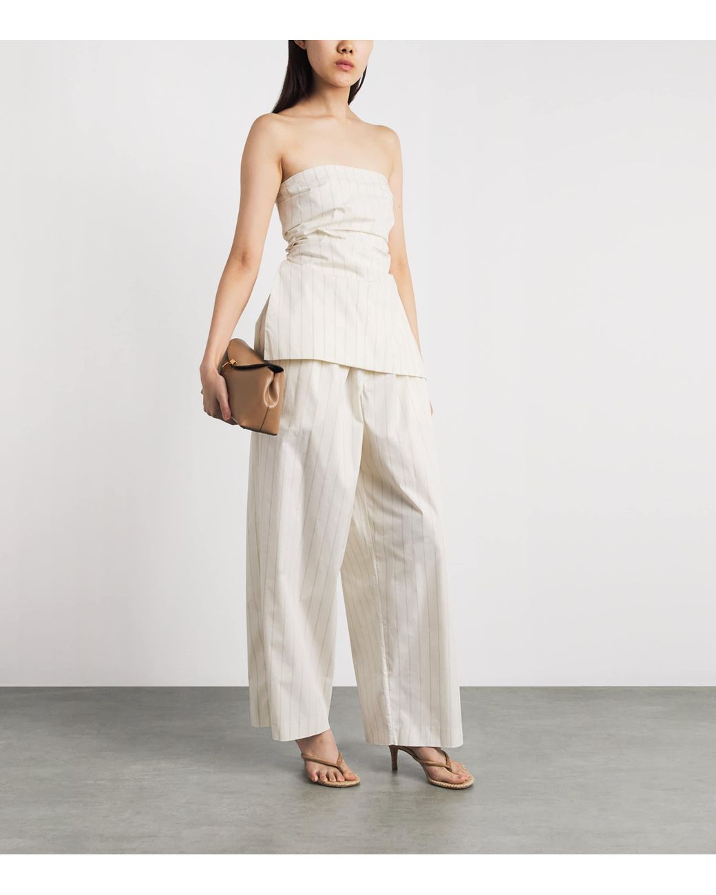 St. Agni White Pinstripe Tie-Detail Top