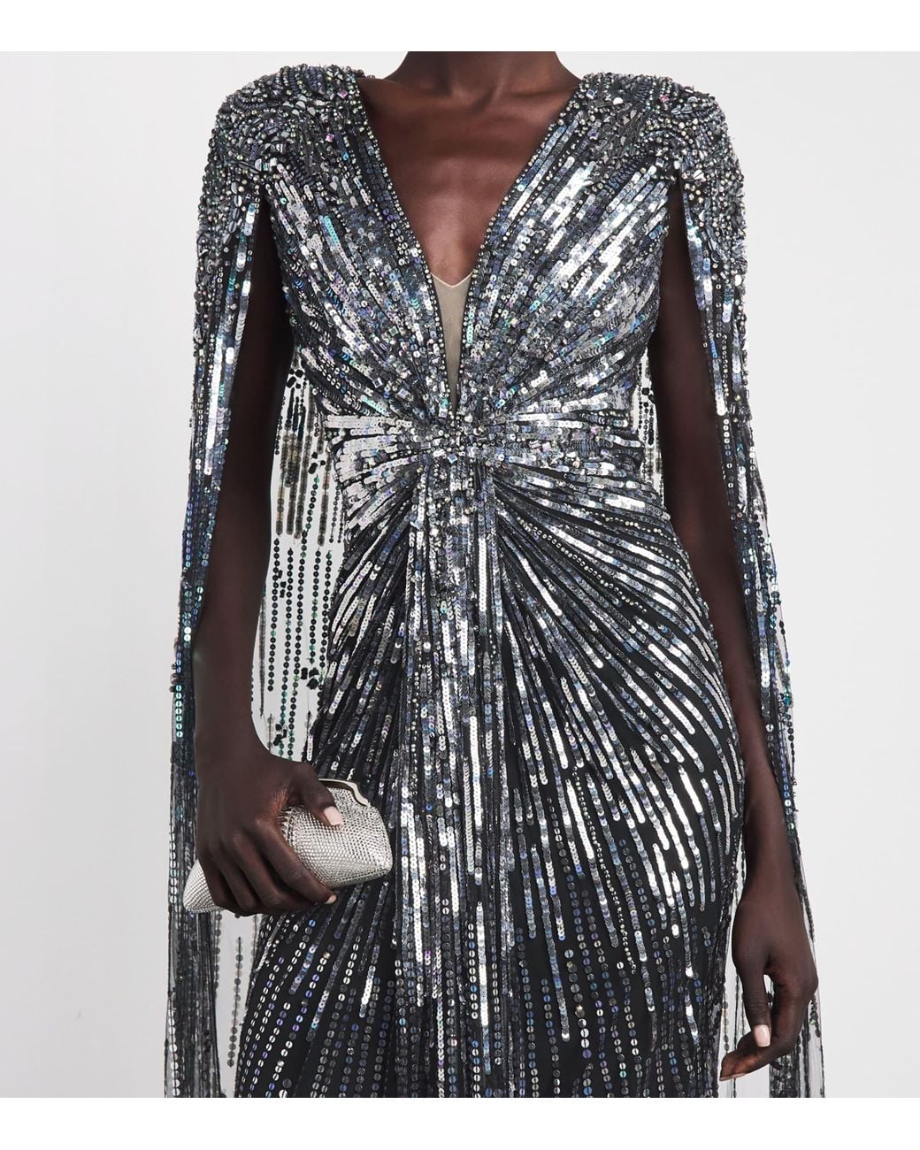 Jenny Packham Gray Rush Cape Gown