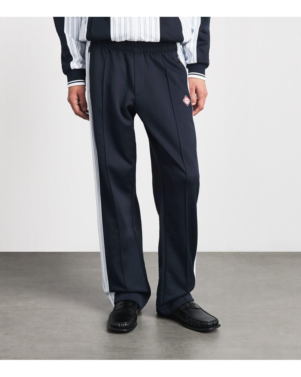 Casablanca Blue Cotton Pinstripe Panelled Track Trousers for men