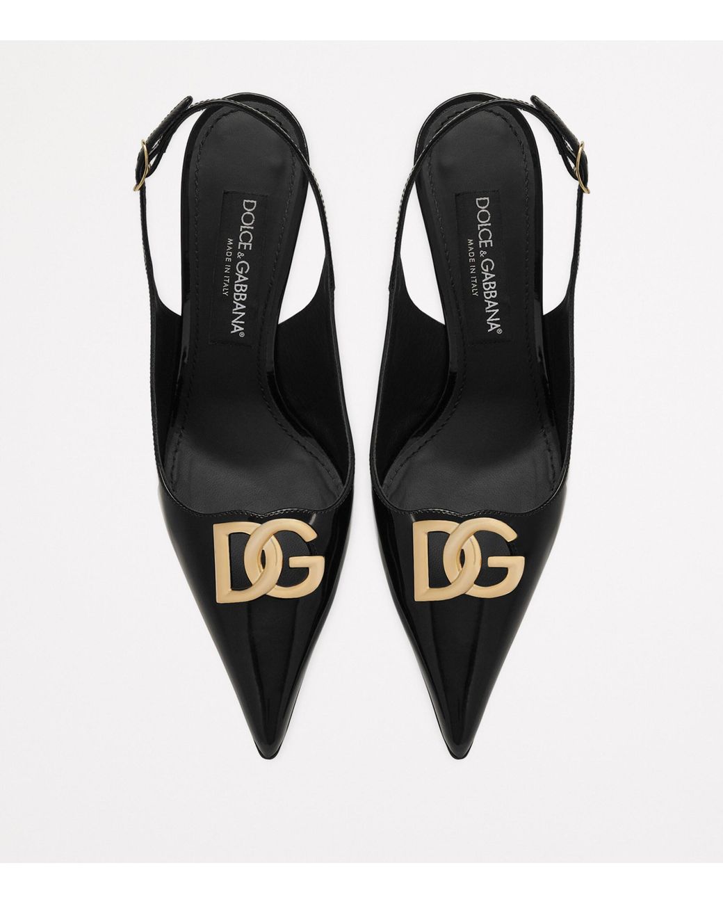 Dolce & Gabbana Black Dg Logo 90 Leather Slingback Pump