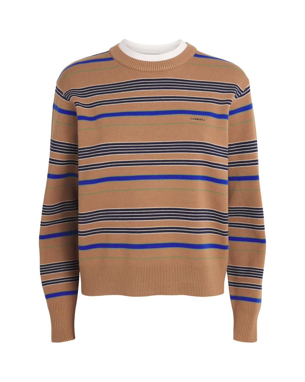 Sandro Brown Layered-Effect Stripe Sweater