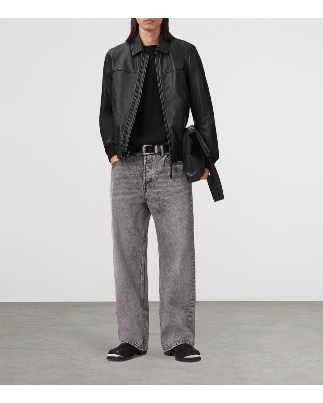 AllSaints Black Rashford Leather Jacket for men