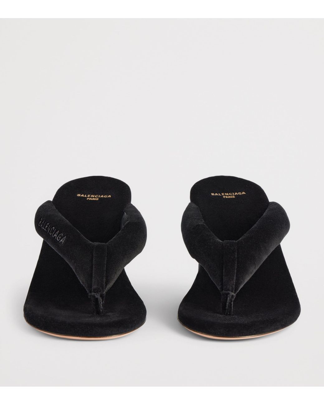 Balenciaga Black Velvet Gaeta Thong Wedge Sandals 90