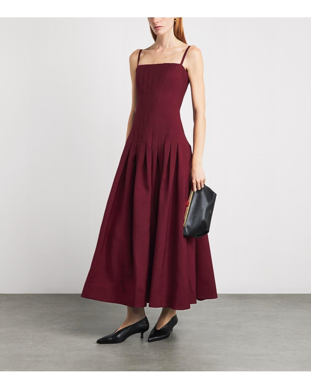 ME+EM Purple Wool-Silk Drop-Waist Maxi Dress