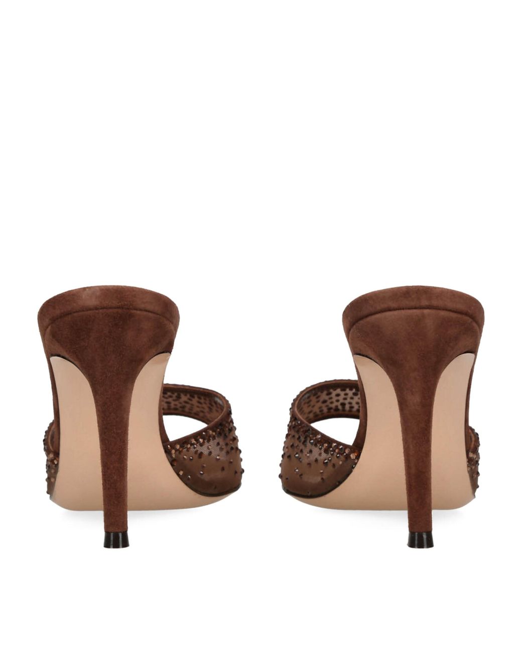 Gianvito Rossi Brown Embellished Rania Heeled Mules 85