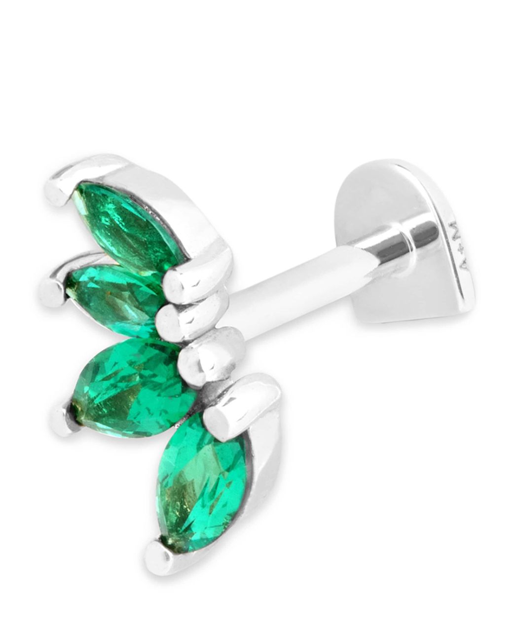 Astrid & Miyu Green And Emerald Stack Single Stud Earring