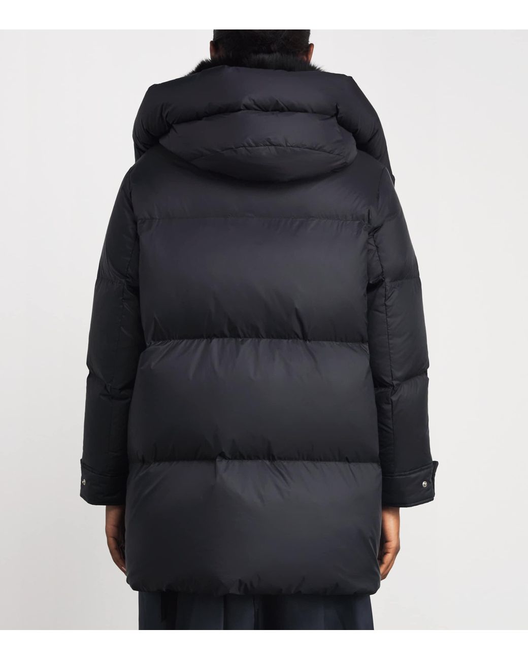 Yves Salomon Black Down Fur-Trim Adaptable Parka Coat