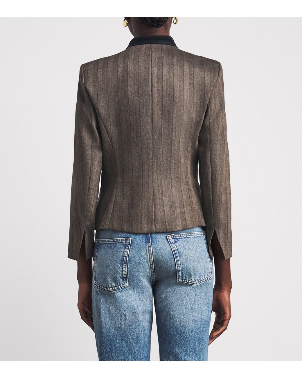 Sandro Black Stretch-Wool Stripe Jacket