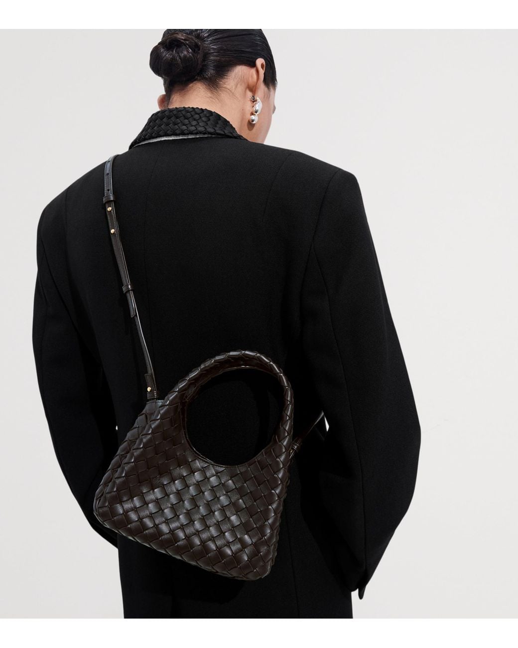 Bottega Veneta Black Baby Leather Campana Shoulder Bag