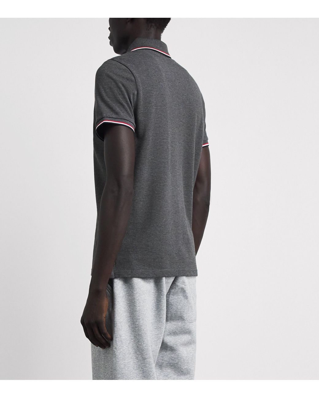 Moncler Gray Cotton Logo Polo Shirt for men