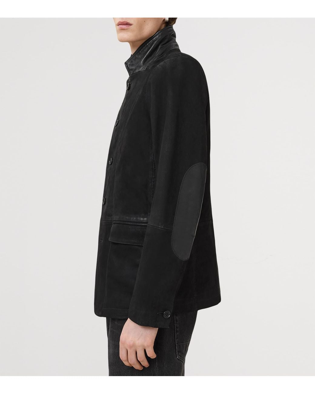 AllSaints Black Suede Survey Blazer for men