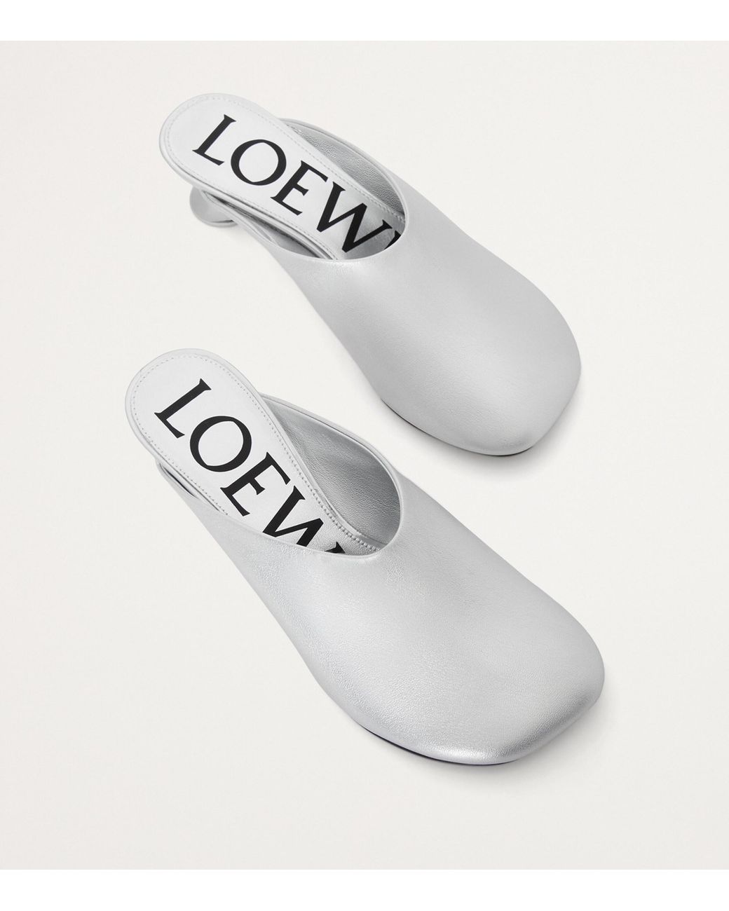 Loewe White Metallic Leather Toy Mules 45