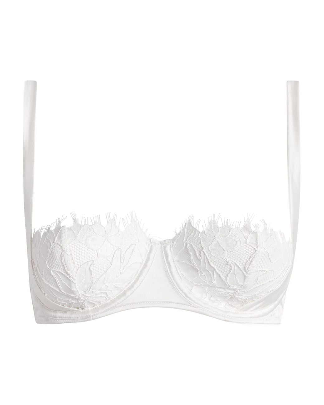 Kiki de Montparnasse White Lace-Trim Iris Balconette Bra