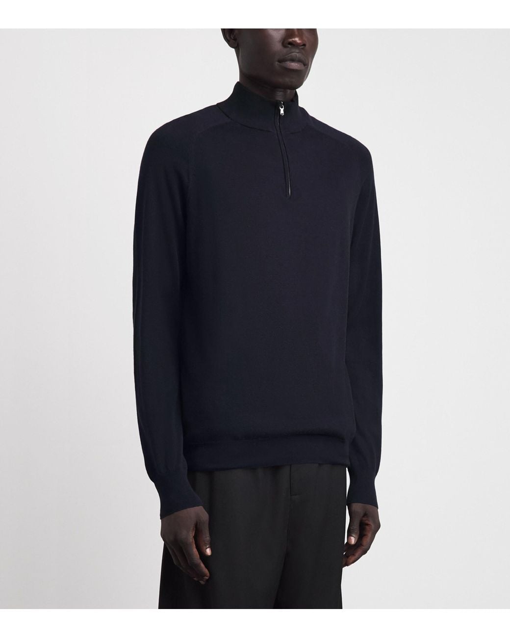 Sunspel Blue Sea Island Cashmere Half-Zip Sweater for men