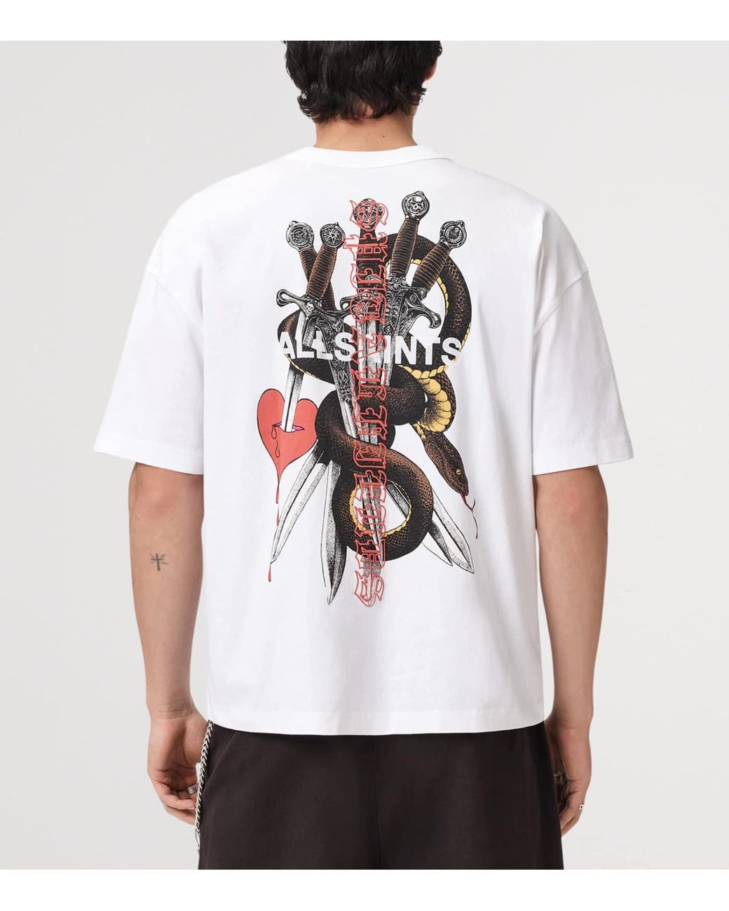 AllSaints White Organic Cotton Serrate T-Shirt for men