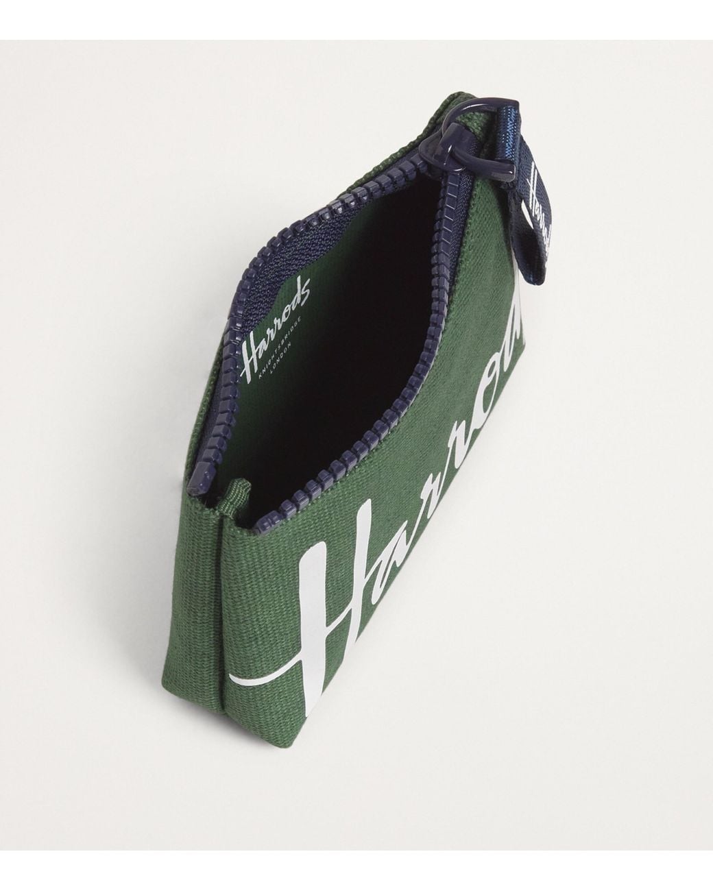 Harrods Green Cotton Logo Coin Purse for men