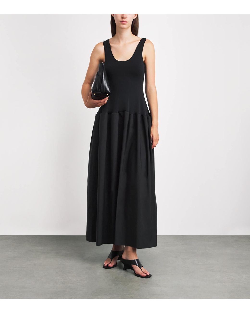 FFORME Black Pleated Marina Maxi Dress