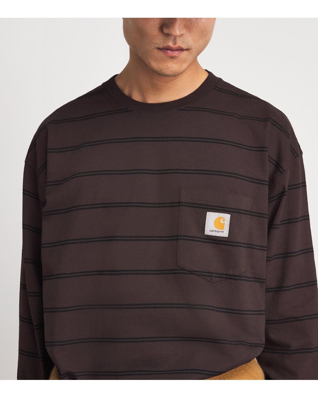 Carhartt Brown Stripe Cardona Long-Sleeve T-Shirt for men