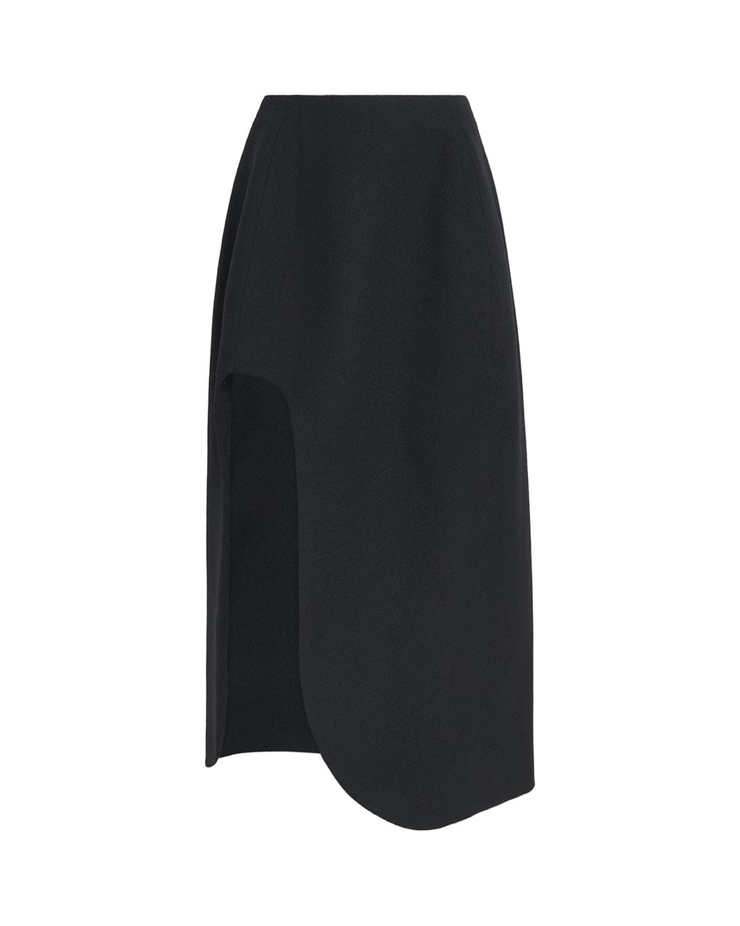 Jil Sander Black Wool Sablé Midi Skirt