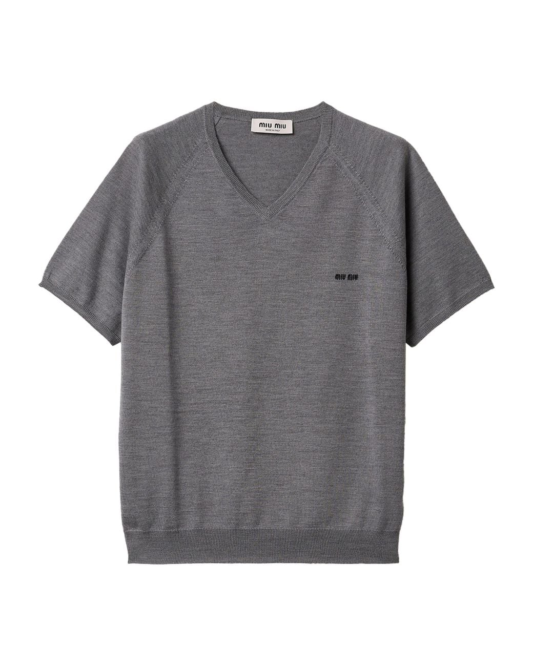 Miu Miu Gray Fleece Wool Logo Sweater