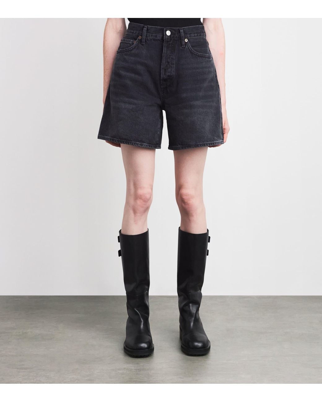 Agolde Blue Denim Dame Wide-Leg Shorts