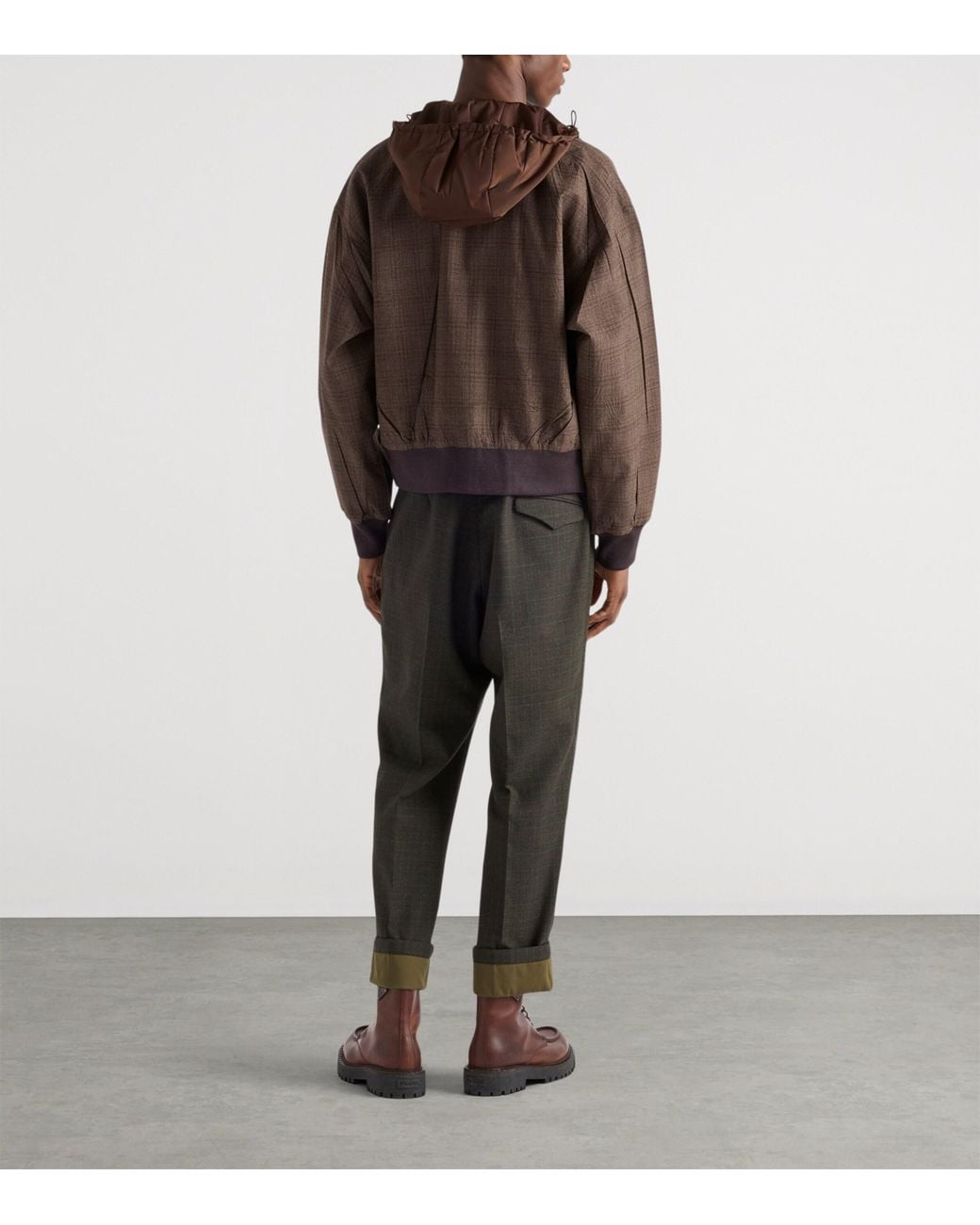 Prada Brown Wool Hooded Jacket for men