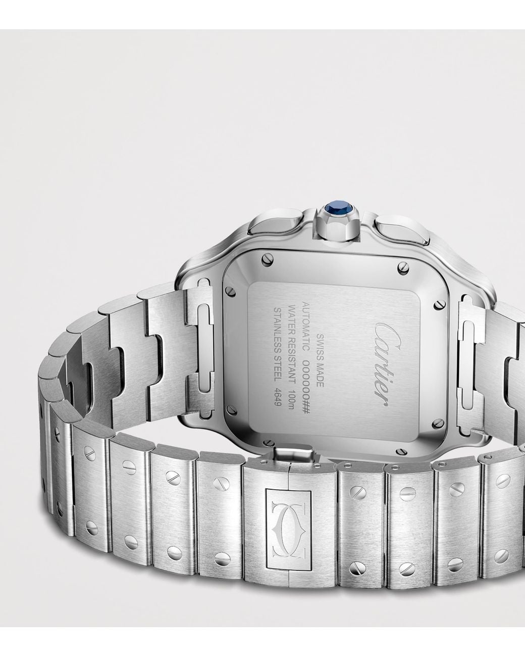 Cartier Gray Large Stainless Steel Santos De Chronograph Watch for men