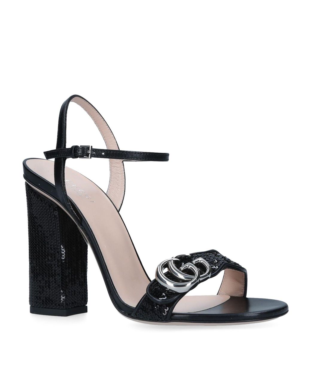 Gucci Sequin Sandals 105 in Black | Lyst