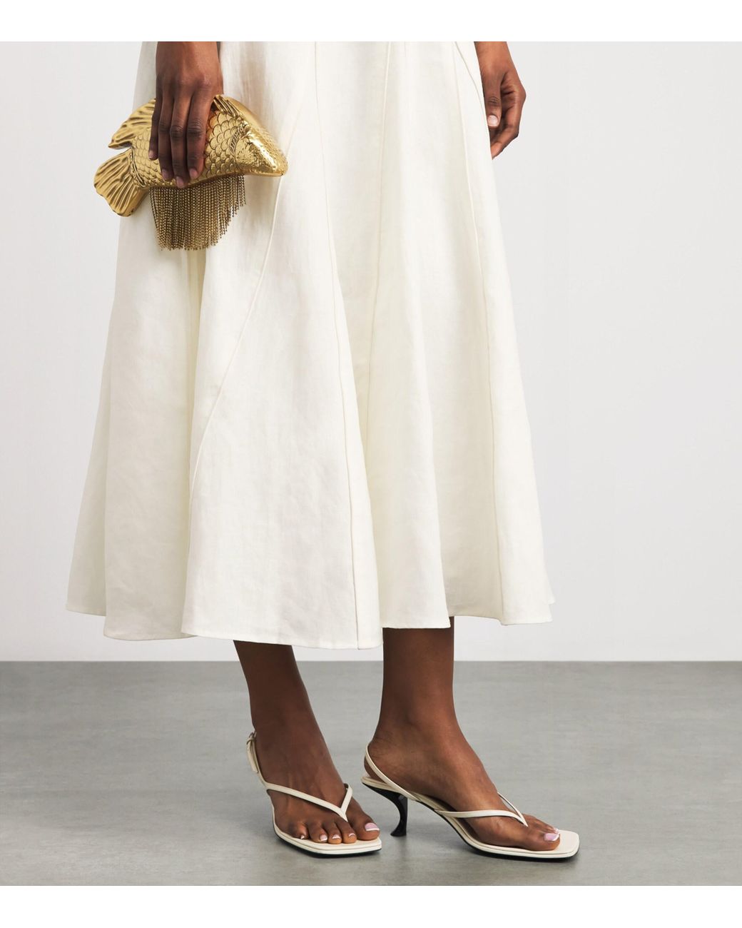 Cult Gaia White Linen Rowyn Midi Dress