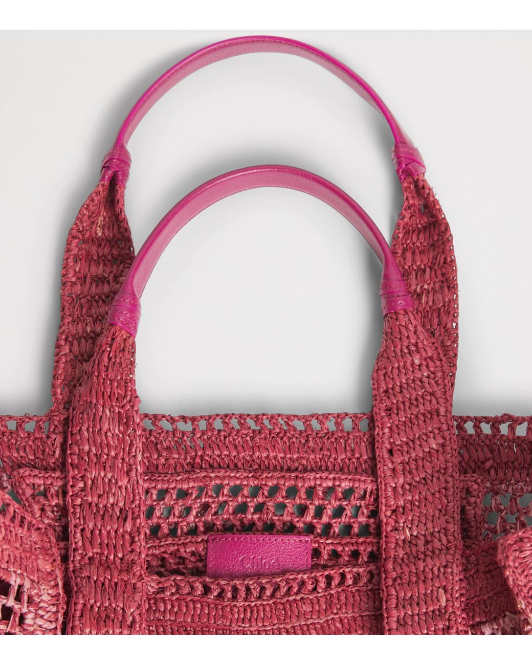 Chloé Red Raffia Summer Banana East-West Tote Bag