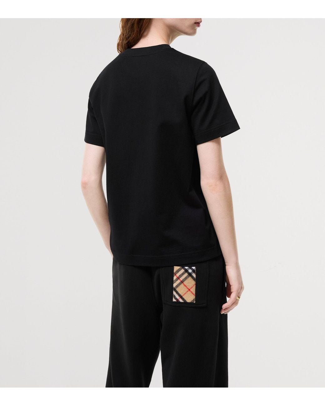 Burberry Black Cotton Check-Patch T-Shirt